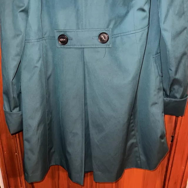 Womens JONES NEW YORK Dark Green Lightweight Short Trench Jacket Coat Size Small 2