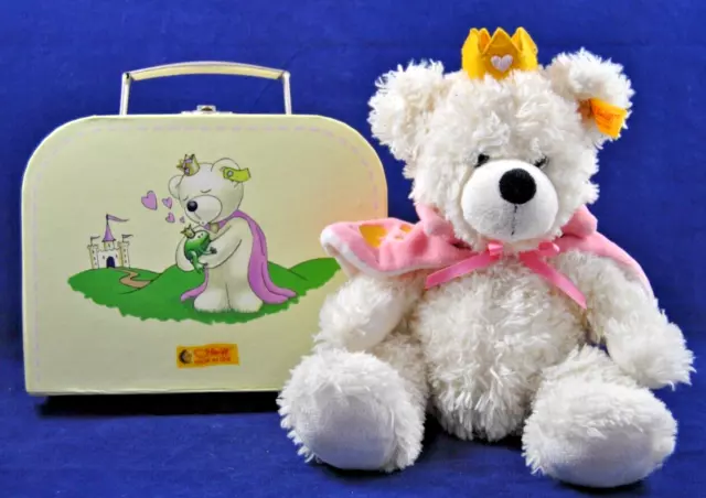 STEIFF BEAR PRINCESS LOTTE Plush Soft Toy with PINK CAPE & Original SUITCASE VGC 2