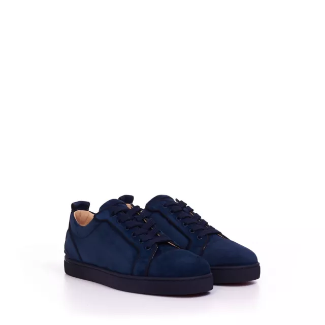 CHRISTIAN LOUBOUTIN 945$ Fun Louis Junior Low Top Sneaker Navy Blue Suede