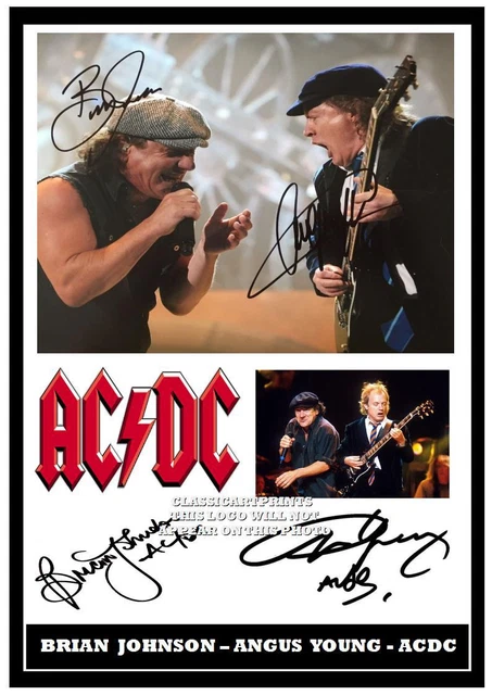 (274) AC/DC BRIAN Johnson & Angus Young Signed A4 Photograph ...