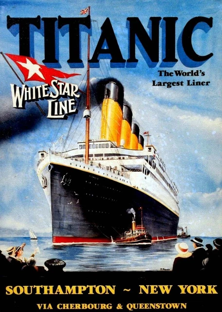 VINTAGE WHITE STAR LINE TITANIC OLIMPICO 1911 STAMPA POSTER WALL - Foto 14
