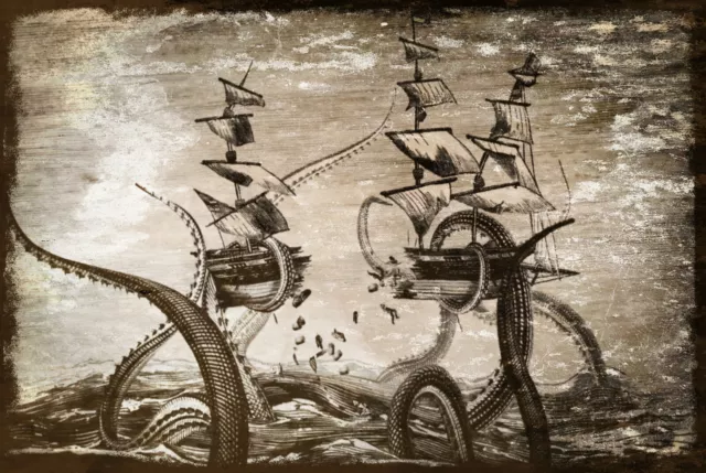 Kraken Rum Oktopus Schiffswerbung gealterter Look Retro-Stil Metallschild Bar Pub Mancave