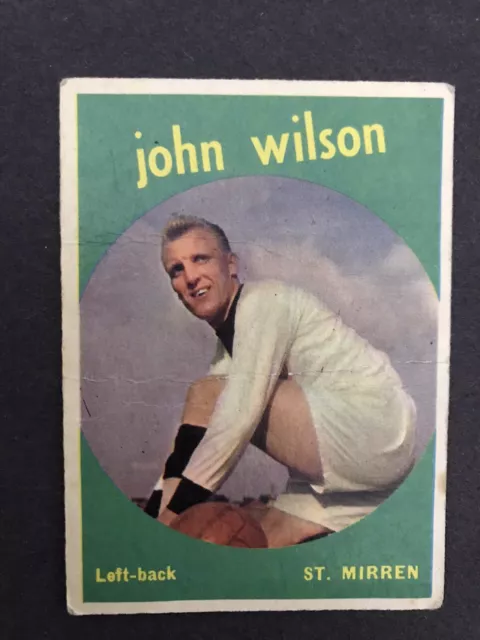 A&BC Gum JOHN WILSON ST MIRREN NO. 41 BLACK BACK 1961 **ERROR CARD** White Bio !