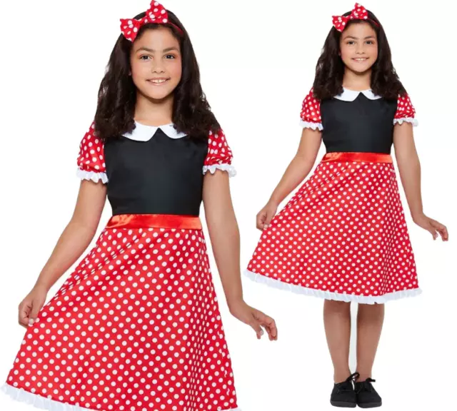 Niña Niño Bonito Minnie Mouse Disfraz Rojo Blanco de Lunares Disfraz Infantil