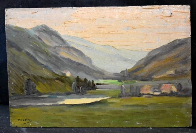 Tableau ancien huile paysage vallonné signé Paul COSTES (1860-1941)