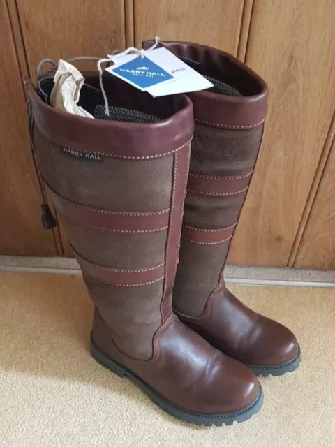 New Exdisplay Harry Hall Denton Long Leather Country Riding Boots Adults Size 6