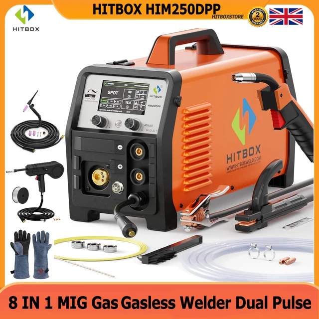 HITBOX DUAL PULSE Mig Welder 250A 240V Gas Nogas Mig Tig Mma Spot Mig ...