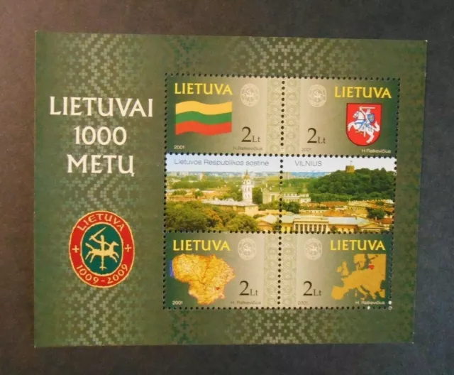 LITHUANIA, LIETUVA  2001 "  Millenario della Lituania" 1 Foglietto MNH**