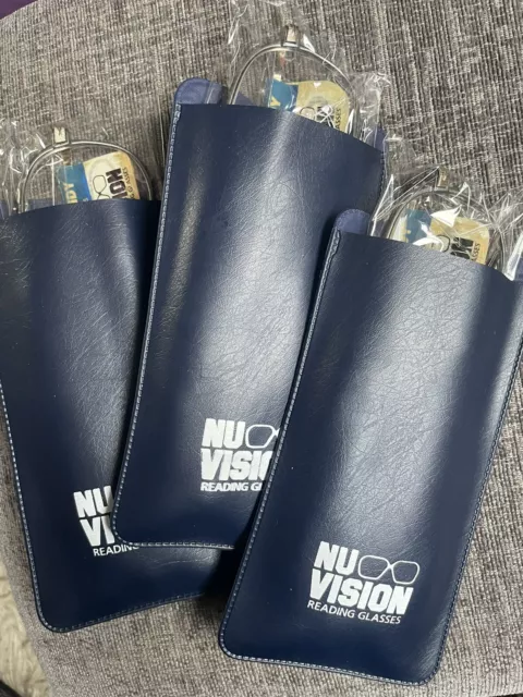 NUOVO PACCHETTO OCCHIALI DA LETTURA di NU VISION confezione da 3 + 3,25 montatura in metallo massiccio GRATIS P&P