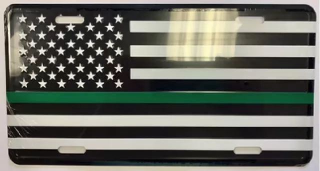 USA THIN GREEN LINE Embossed License Plate