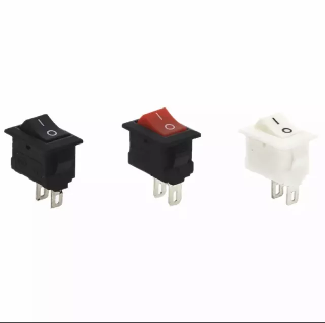 3x MINI interruptor empotrable NEGRO ROJO BLANCO on / off boton 2 pin 220v 3A