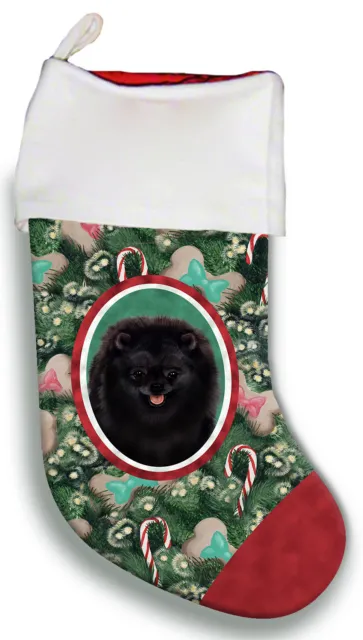 Christmas Stocking - Black Pomeranian 11255