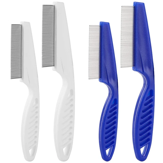 4 Pack Flea Comb for Dogs Cats, Pet Detangling Grooming Comb Lice Comb with Stai