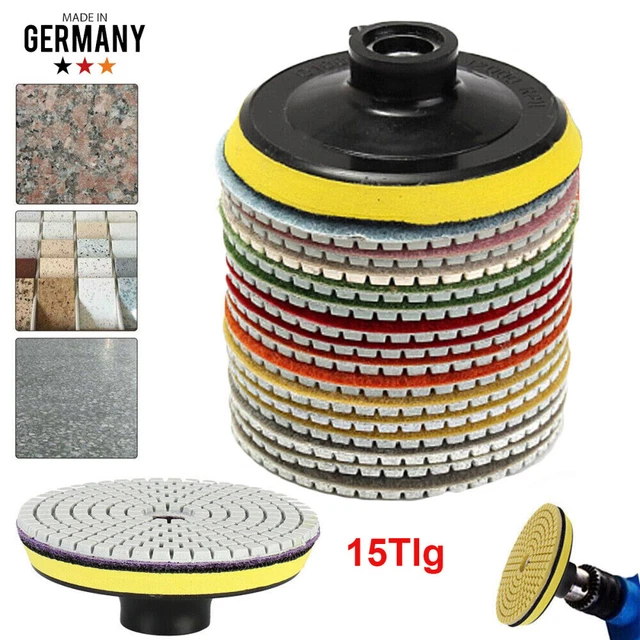 15 pezzi dischi lucidanti diamantati cuscinetto abrasivo cuscinetti lucidanti set per marmo granito cemento