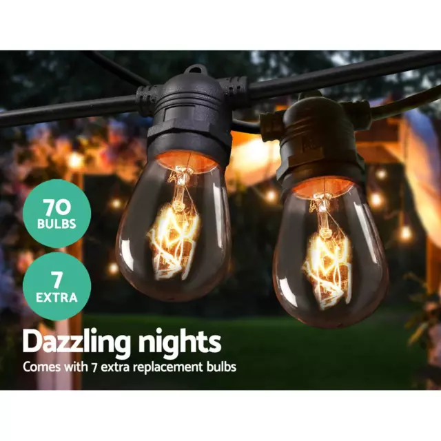 NNEDSZ Jollys 65m Festoon String Lights Christmas Bulbs Party Wedding Garden Par 3