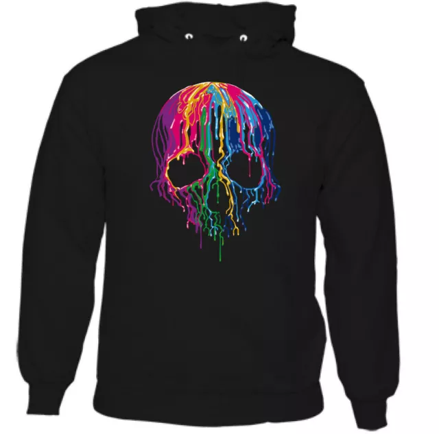 Felpa con cappuccio uomo cranio gotico fusione moto top moto