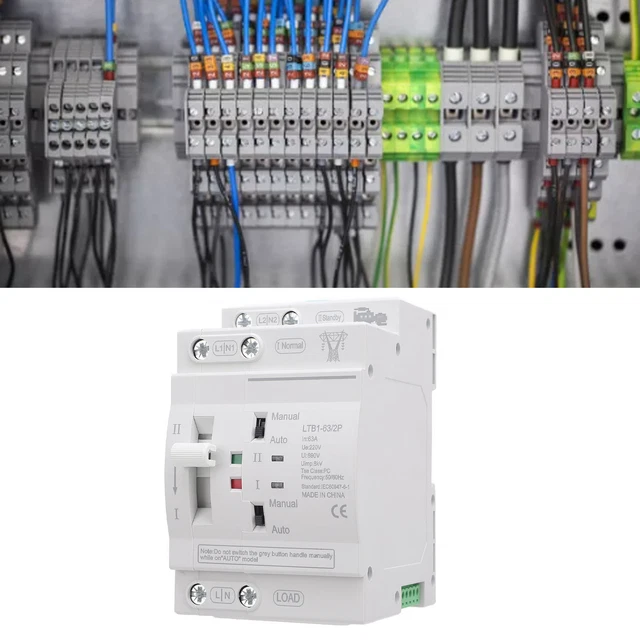 DOUBLE POWER AUTOMATIC Transfer Switch 63A 2P DIN Rail ATS Transfer ...