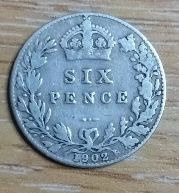 1902 Edward VII Silver Sixpence in Good Condition