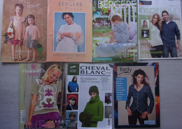 Lot De 7 Catalogues De Tricot – Schachenmayr, Bergère, Fonty, Bouton D'Or, Cheval Blanc