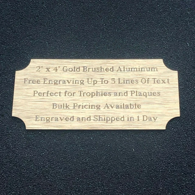 Custom Name Plate - 1x3 Polished Gold Aluminum - Perfect For Awards, Trophies & Gifts (Diamond Engraved)