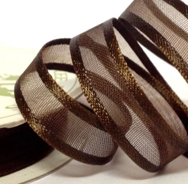 Satin Edge Organza Chocolate Brown Colour Ribbon 10mm (3/8) Wide 10m (32ft) Long