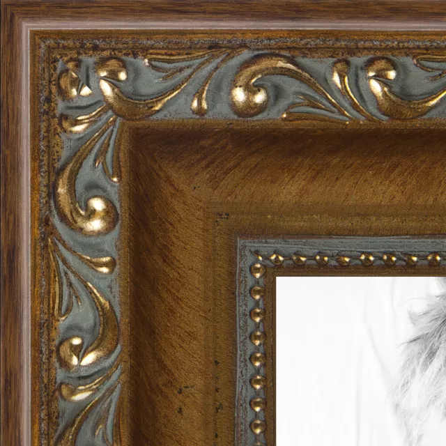 ArtToFrames Picture Frame Custom 1.4"  Gold with Beads Wood 4553 Small