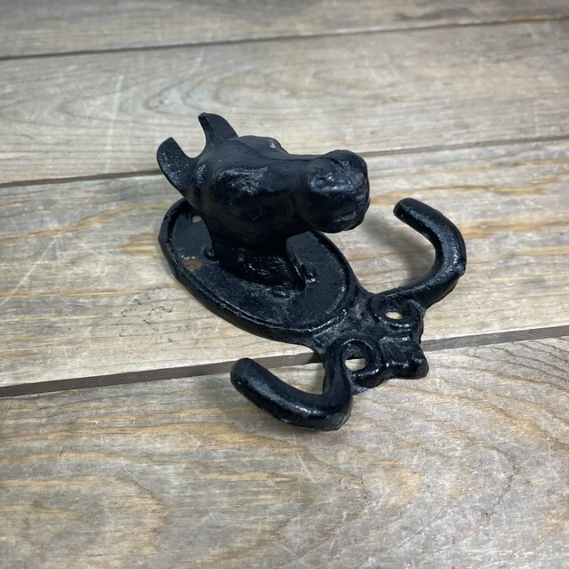 Vintage Cast Metal Equestrian Horse Head Double Coat Hook Tack Room Farmhouse