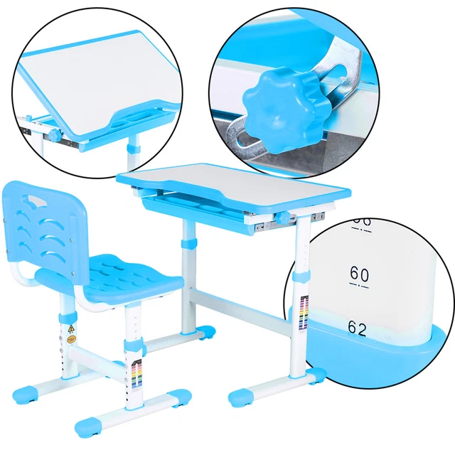 HG (Blu) regolabile bambini studio compiti sedia scrivania bambini tavolo arte attività