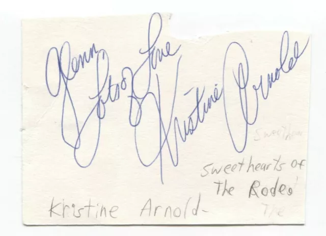 Sweethearts of the Rodeo - Kristine Arnold Signed Index Cut 3x5 Card Autographed
