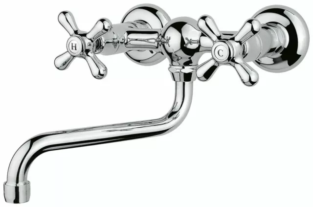 Brass Chrome Bathroom Faucet Sink Kitchen Mixer Swivel Spout Tap Wall Mounted