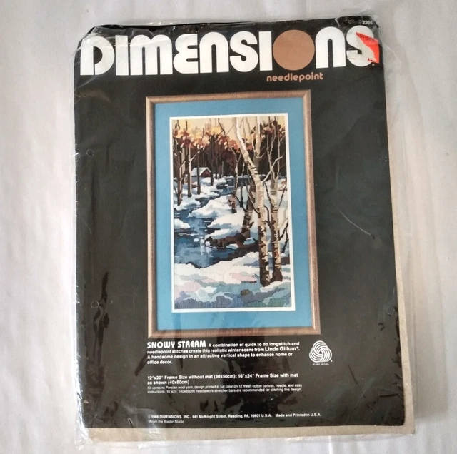DIMENSIONS NEEDLEPOINT KIT Snowy Stream 2305 Vintage 1986 Wool Open