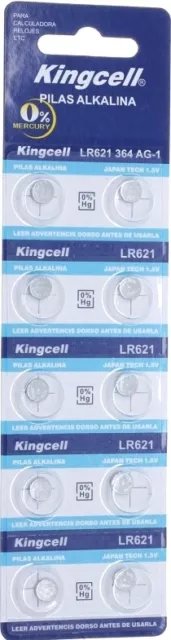 10x Pilas de Boton Alcalinas AG1 LR621 364 SR621 1.55V