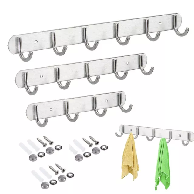 4/6 Hooks Wall Mount Key Bag Towel Rack Hanger Holder Coat Robe Hat Clothes Rack