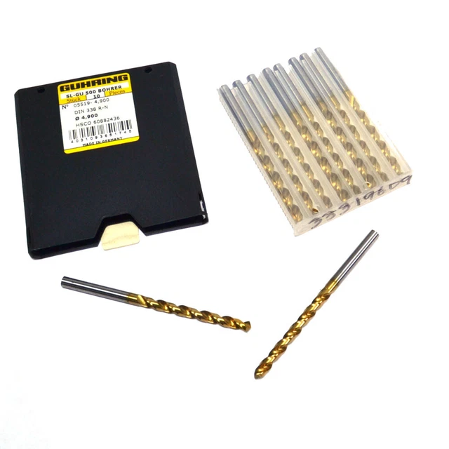NEW Guhring 9055190049000 4.9mm 118-Degree Cobalt Jobber Drill Bit 10-PK