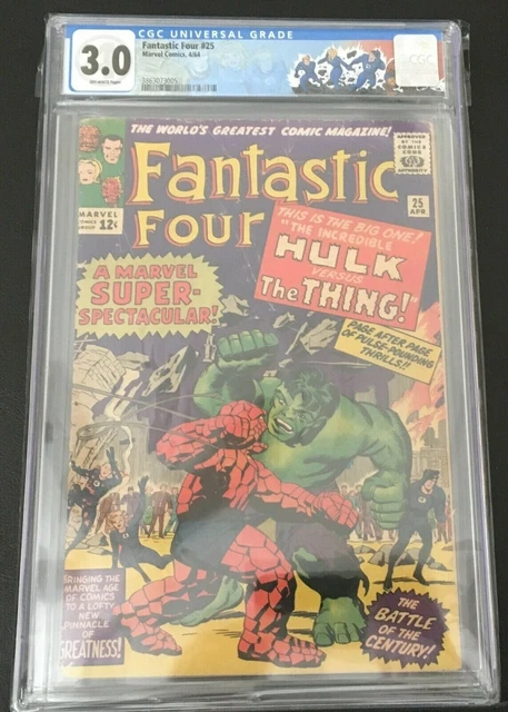 Fantastic Four #25 CGC 3.0 (OW) Hulk vs Thing Classic Cover (Custom Label)
