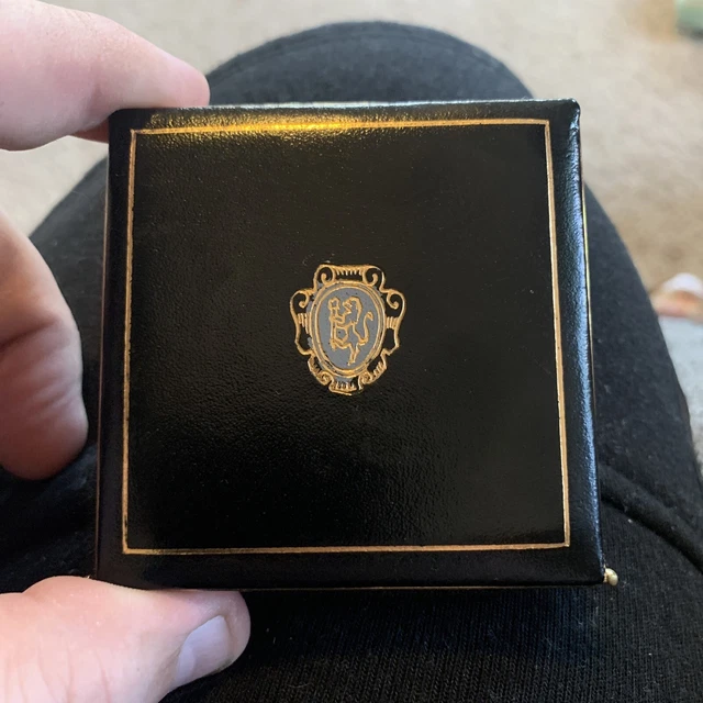 Vintage Daniel Mirrored Powder Compact Black/Gold Floral Metal 3” Square