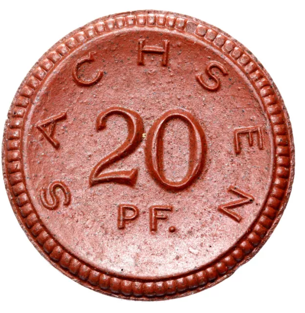 Freistaat Sachsen - Münze - 20 Pfennig 1921 - Meissen - braunes Porzellan