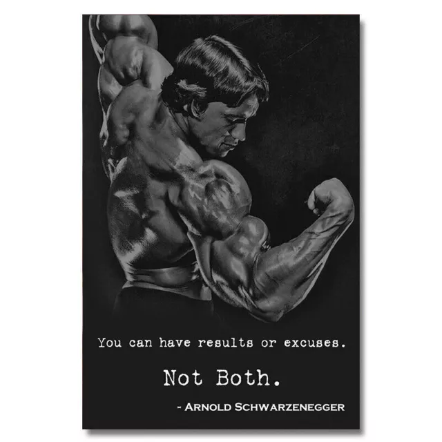 Arnold Schwarzenegger Bodybuilding Poster Motivational Quotes Fitness Art Print