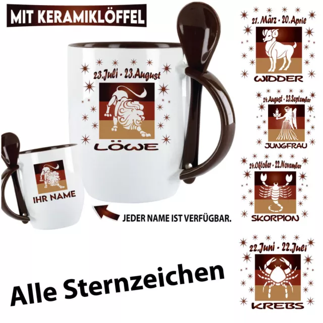 Tasse Sternzeichen Geburtstag mit Name. Becher Personalisiert 18 20 30 40 50 60
