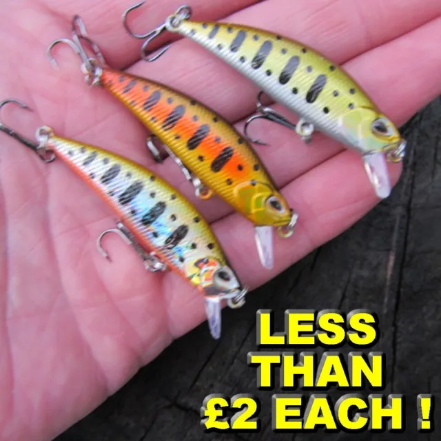 4 X PIKE perch trout Fishing lures mini slow sink crank baits chub SAME DAY  POST £115.99 - PicClick UK