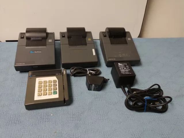 Lot of 3 Verifone Printers Model P-250 With 1 TRANZ 330 Credit Card Terminal