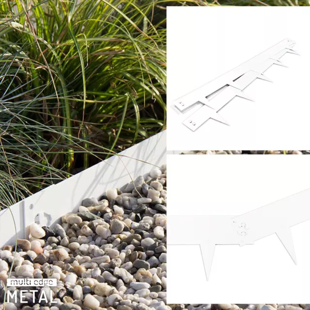 Garden Lawn Edging /  White Metal Border / Multi Edge 1m x 17,5cm - White piece