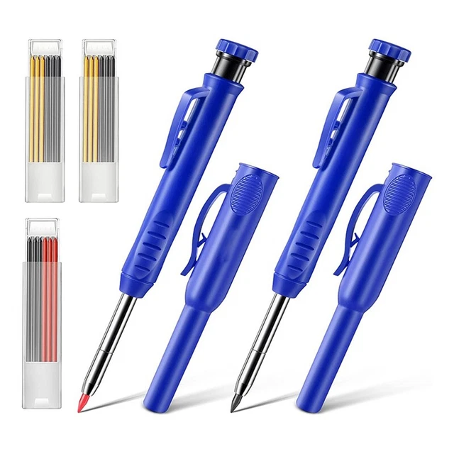 Confezione da 2 matite falegname solide, strumento per scrivere con affilatrice integrata per Co I8V2