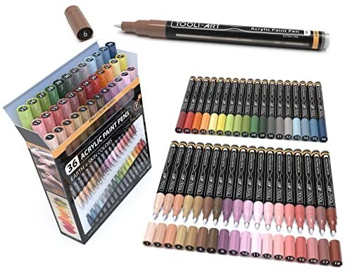 Juego de 36 bolígrafos de pintura acrílica para pintura rupestre,