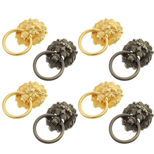 Anello di trazione testa di leone bottoni dorati per cassettiera anello armadio antico 8 pz