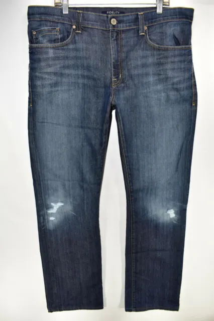 Fidelity Denim 50-11 Calvary Relaxed Jeans Size 38 Meas 39x33.5 Distressed