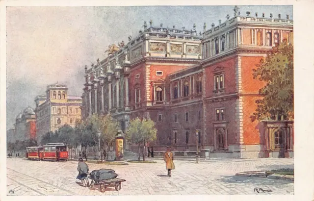 Wien Vienna Austria ~ Schottenring Con Borse ~1910 Artista Firmato Cartolina