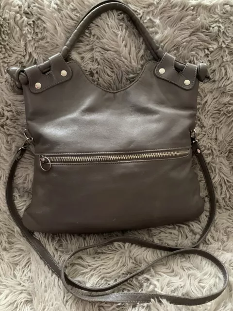 PIETRO NYC Women’s SATCHEL LEATHER CROSSBODY Shoulder Bag Silver Hardware