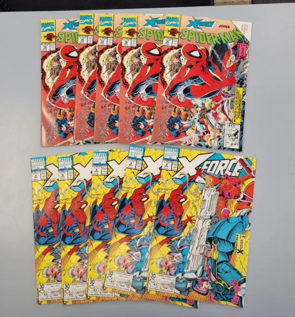 10 COPY LOT X-Force #4 (x5) & Spider-Man #16 (x5)- Marvel, 1991 - 3rd  Deadpool