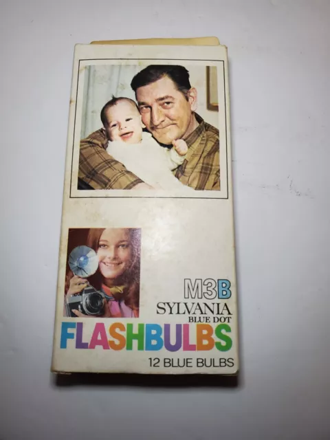 Bombillas vintage de punto azul Sylvania 3 en caja 9 fotografías faltantes